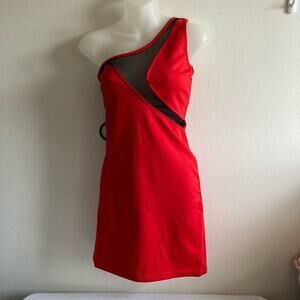 Sugar & spice one shoulder dress with black netting nwot large